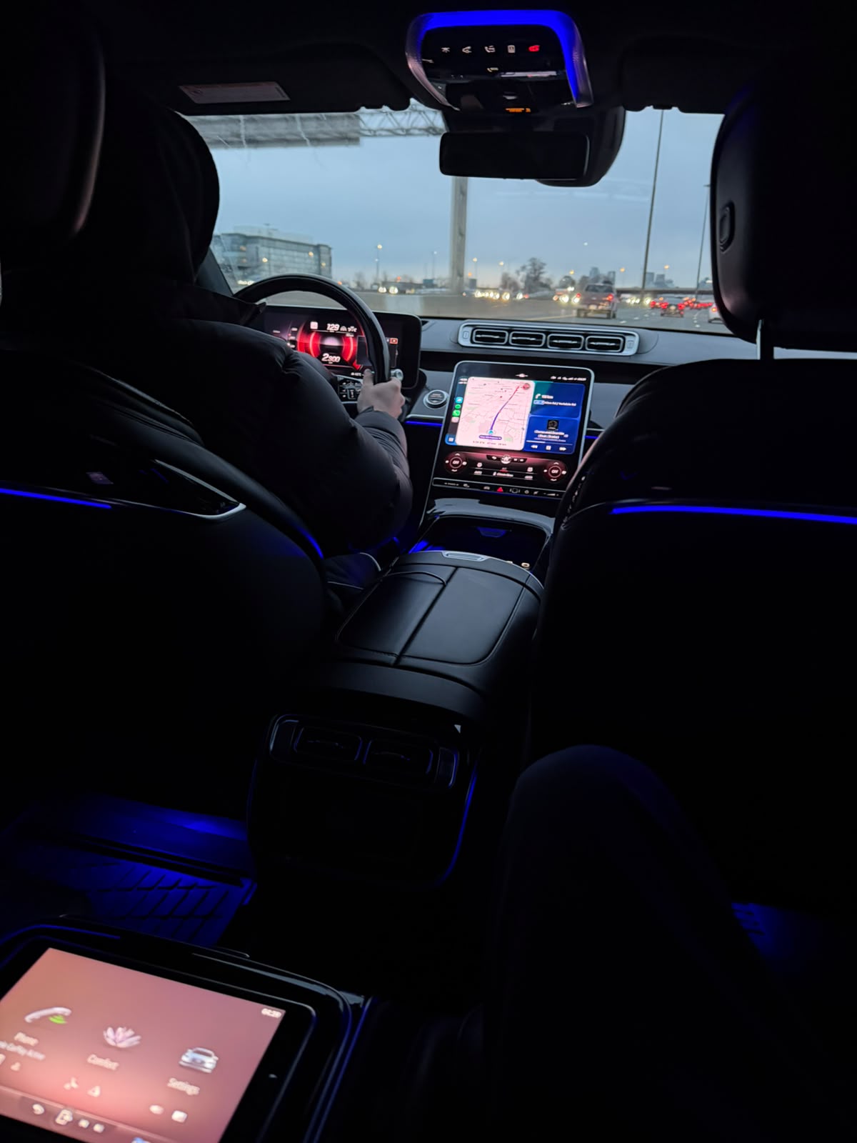 Private chauffeur service in Toronto with a black luxury SUV interior