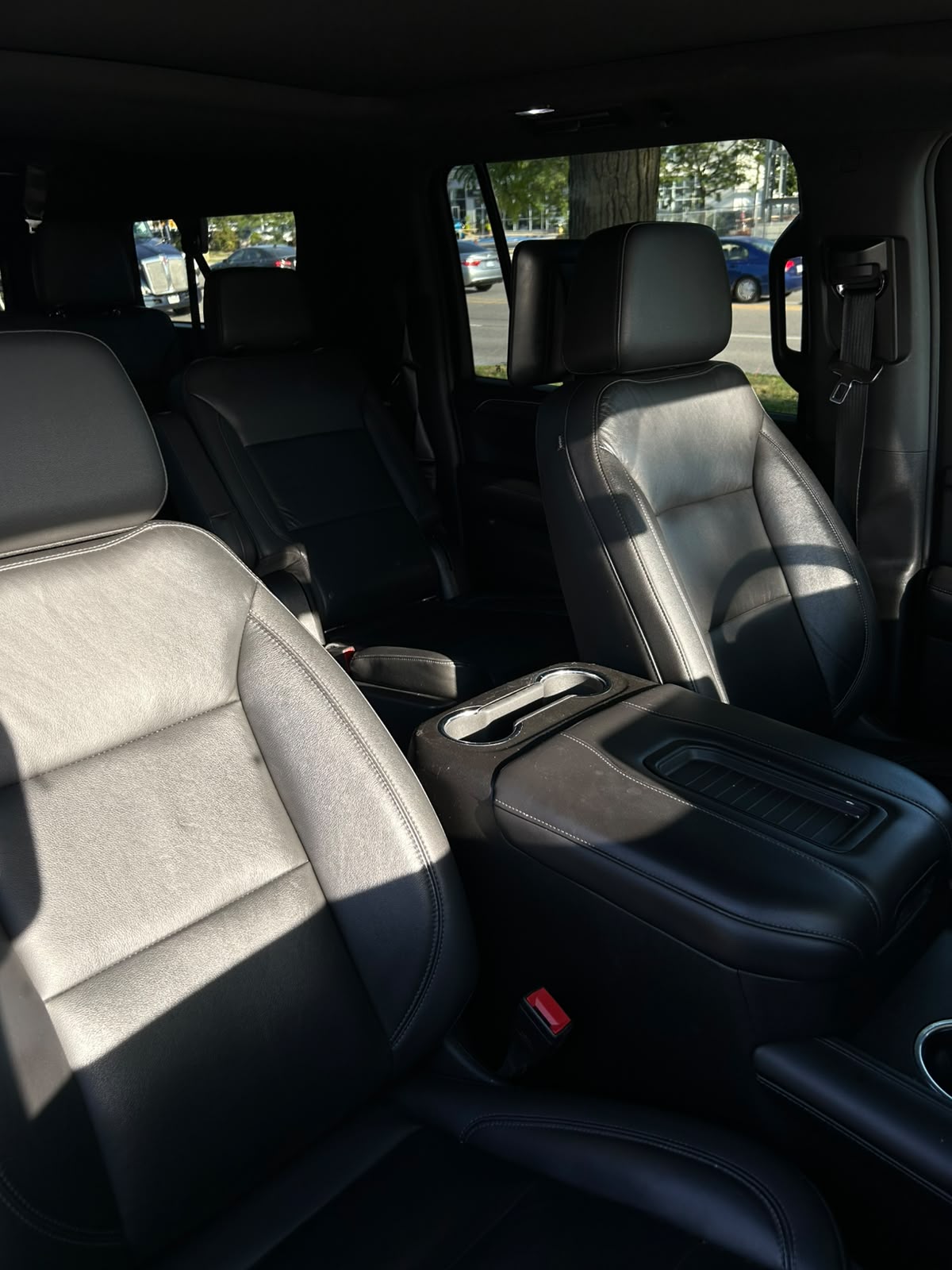 Corporate executive car service in Toronto with a blacked-out SUV cabin