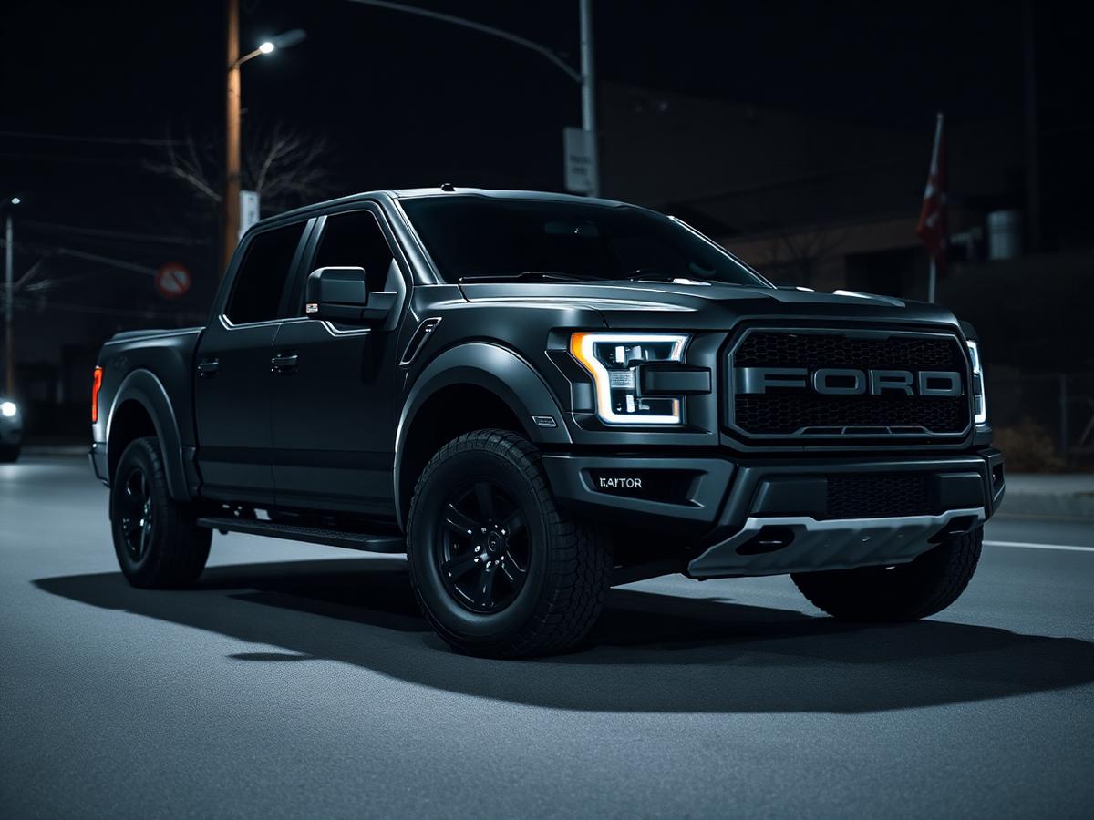 Blacked-out Ford F-150 Raptor rental in downtown Toronto